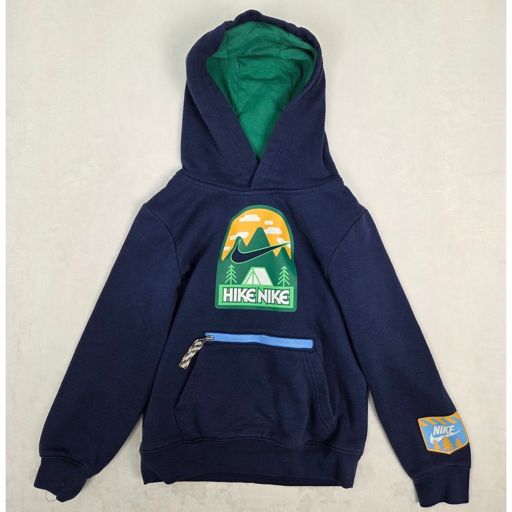 Hoodie Nike Boys Size 8 Navy Hike Nike Graphic Fleece Pullover Pocket Sweatshirt